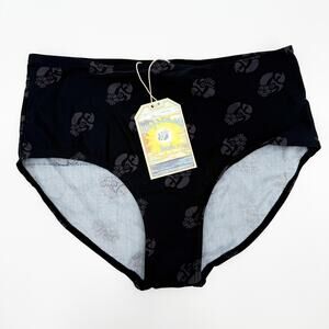 MARGARITAVILLE Bikini Bottoms Size 12 NWT Kenny Flowers Parrot Swim Resort Black